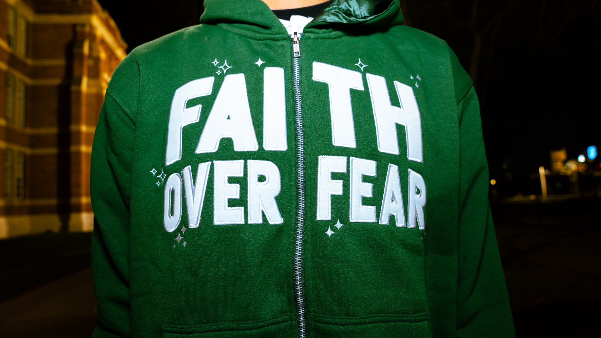Green 'Faith Over Fear' V2 Zip - Up - Engraved