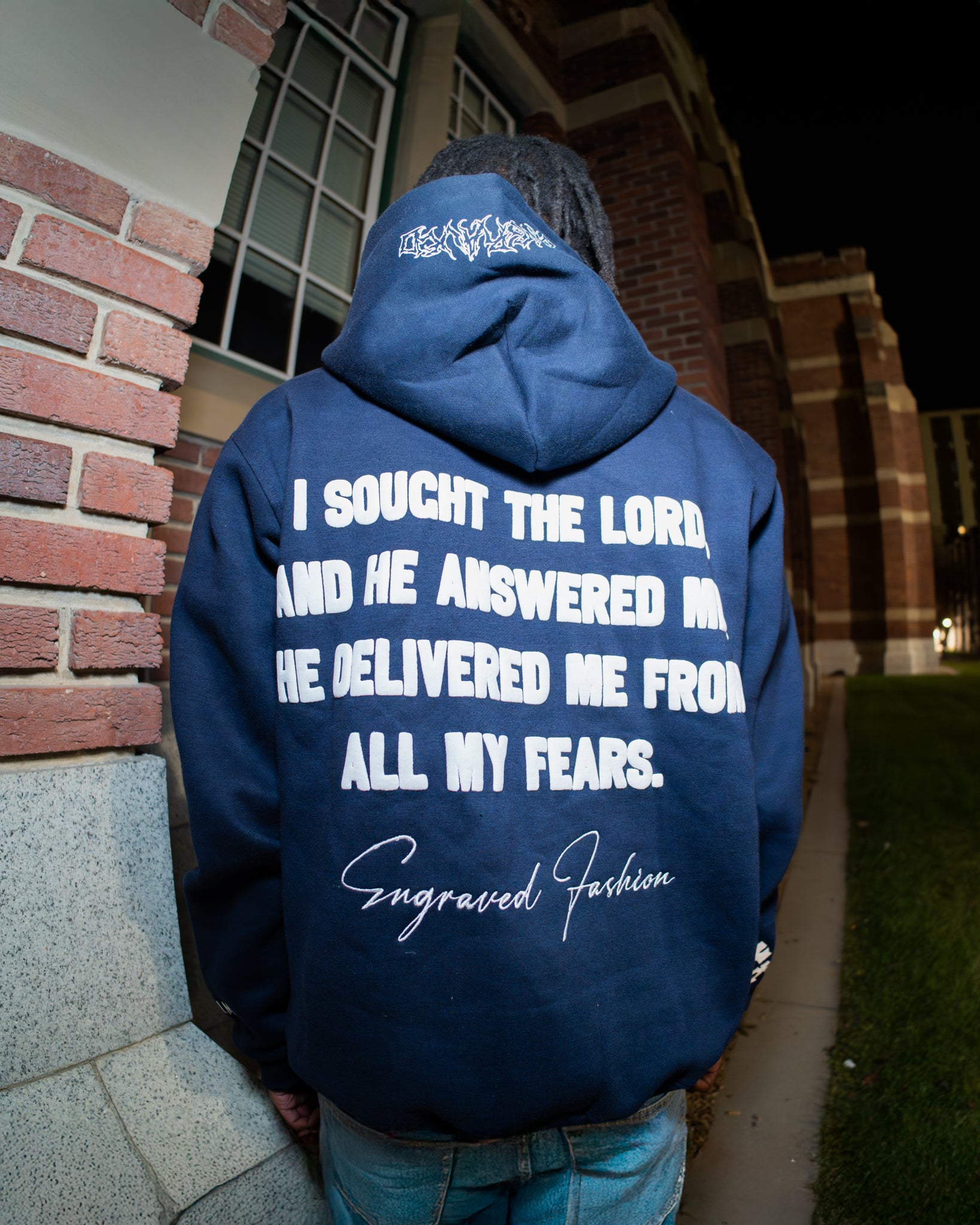 Navy 'Faith Over Fear' V2 Zip - Up - Engraved
