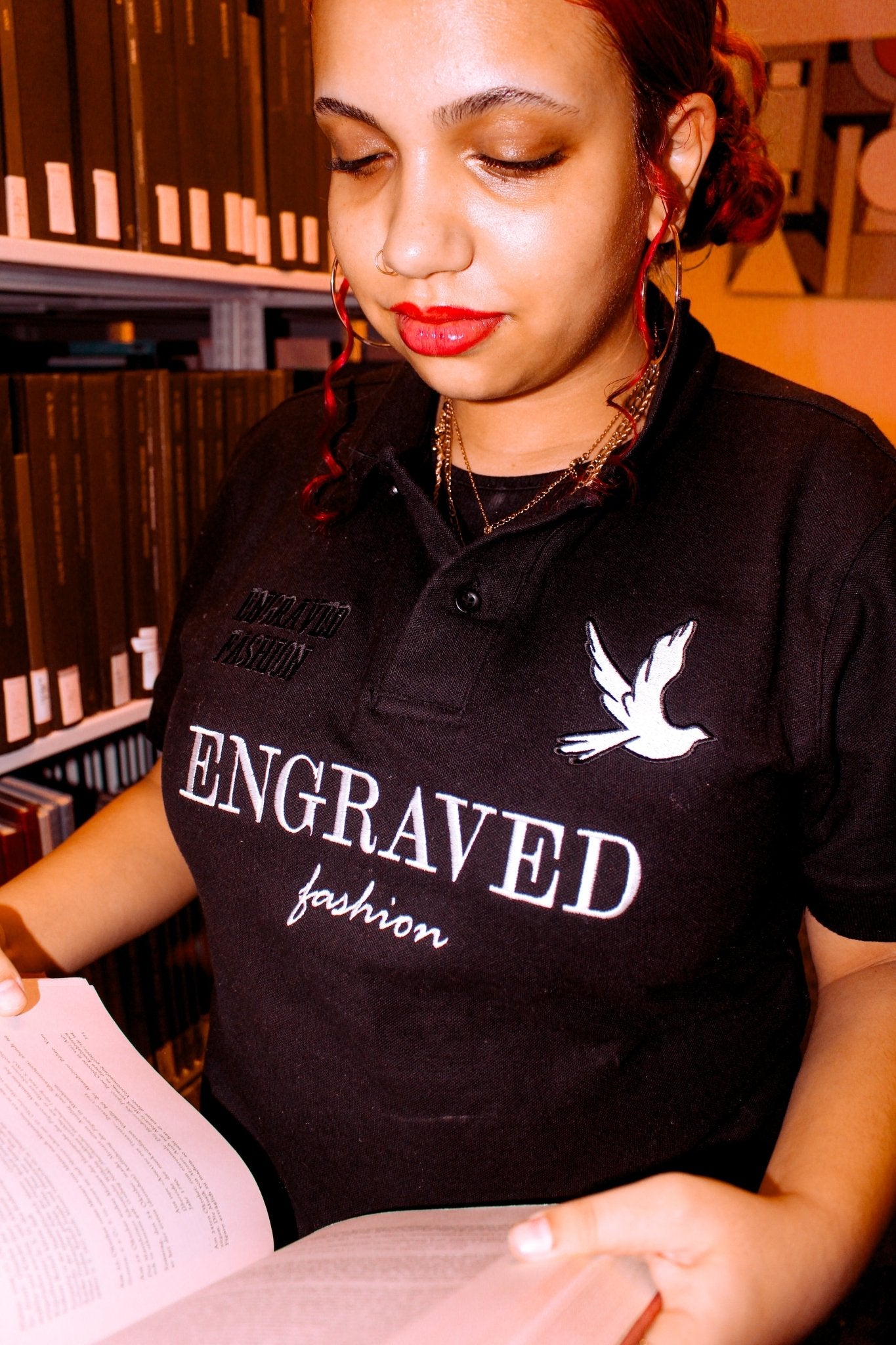 Black "Engraved Fashion" Polo - Engraved