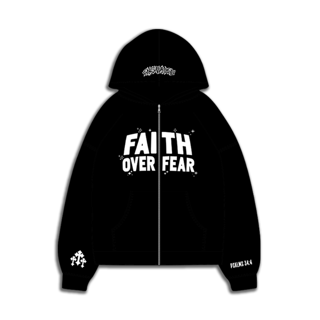Black "Faith Over Fear" V2 Zip - Up - Engraved