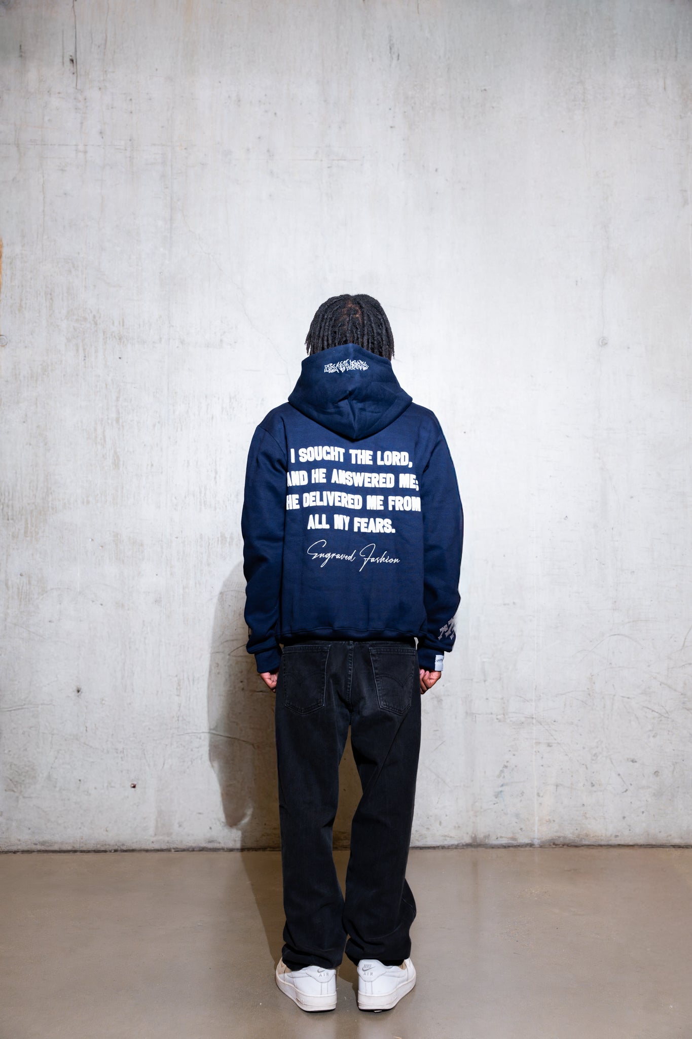 Navy 'Faith Over Fear' V2 Zip - Up - Engraved