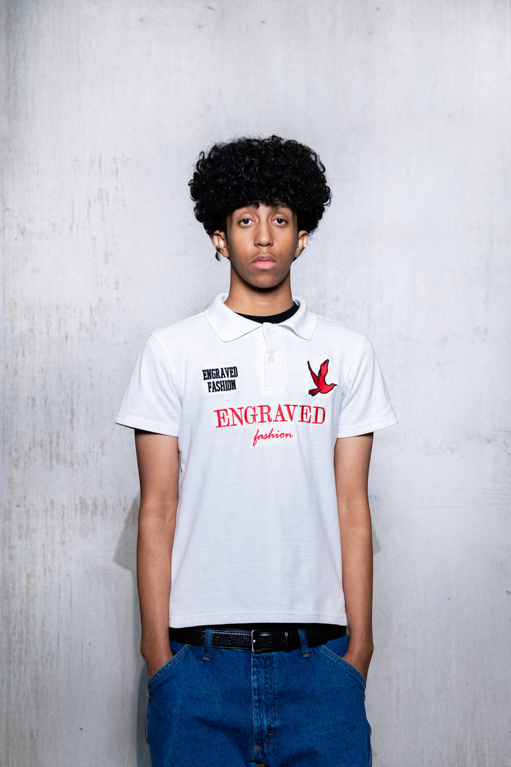 White "Engraved Fashion" Polo - Engraved