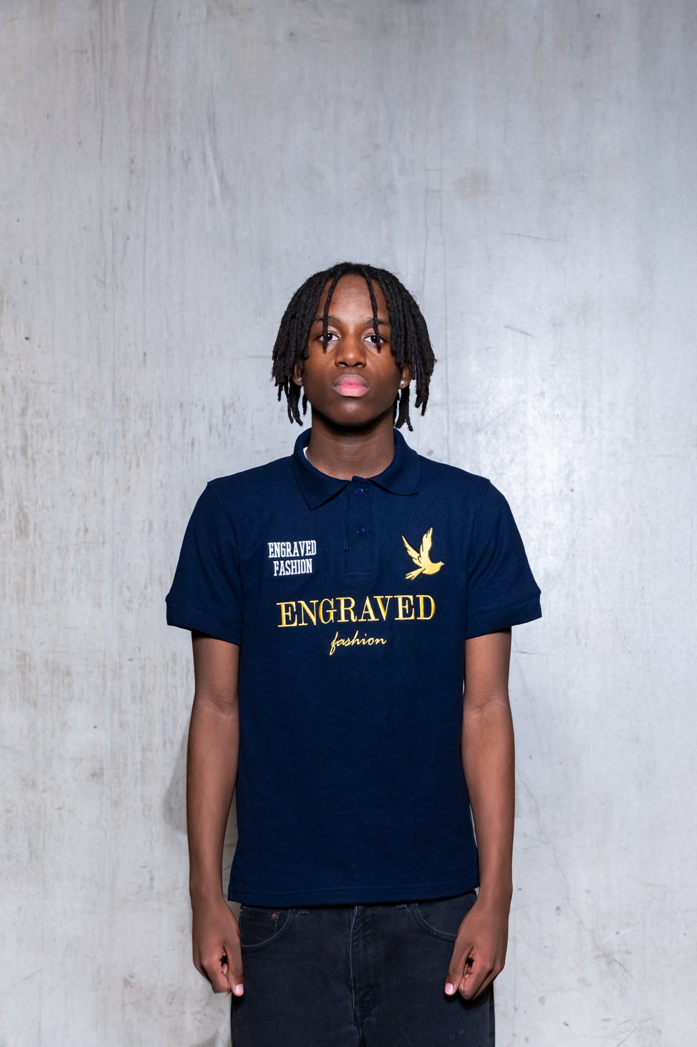 Navy "Engraved Fashion" Polo - Engraved