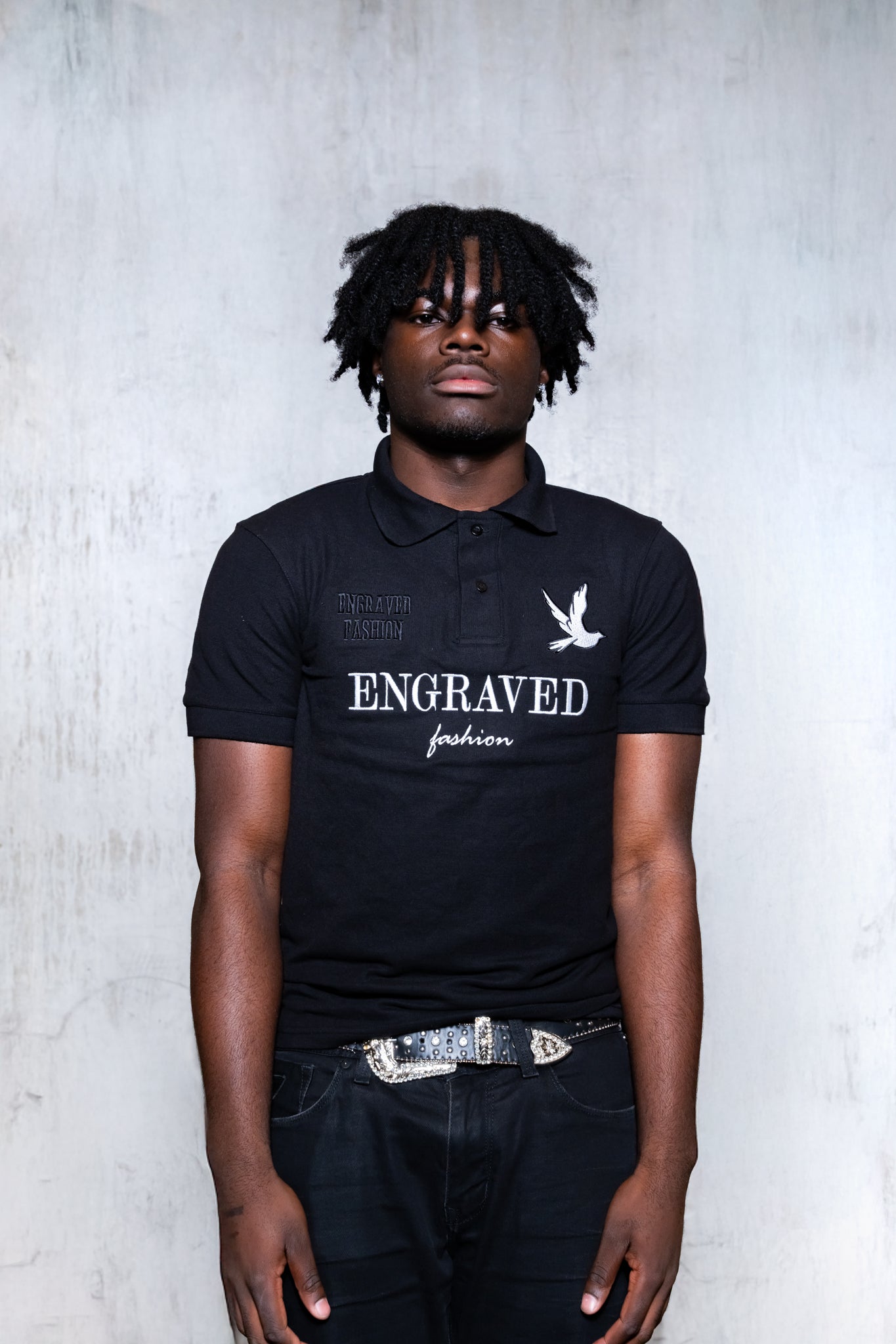 Black "Engraved Fashion" Polo - Engraved