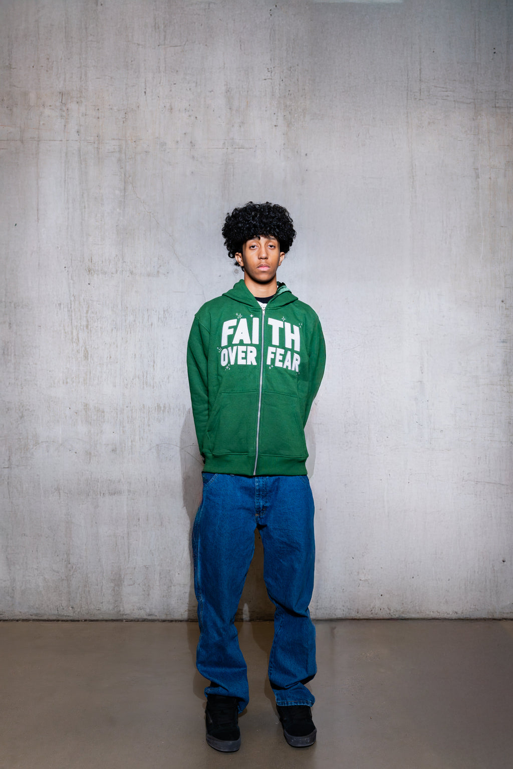 Green 'Faith Over Fear' V2 Zip - Up - Engraved