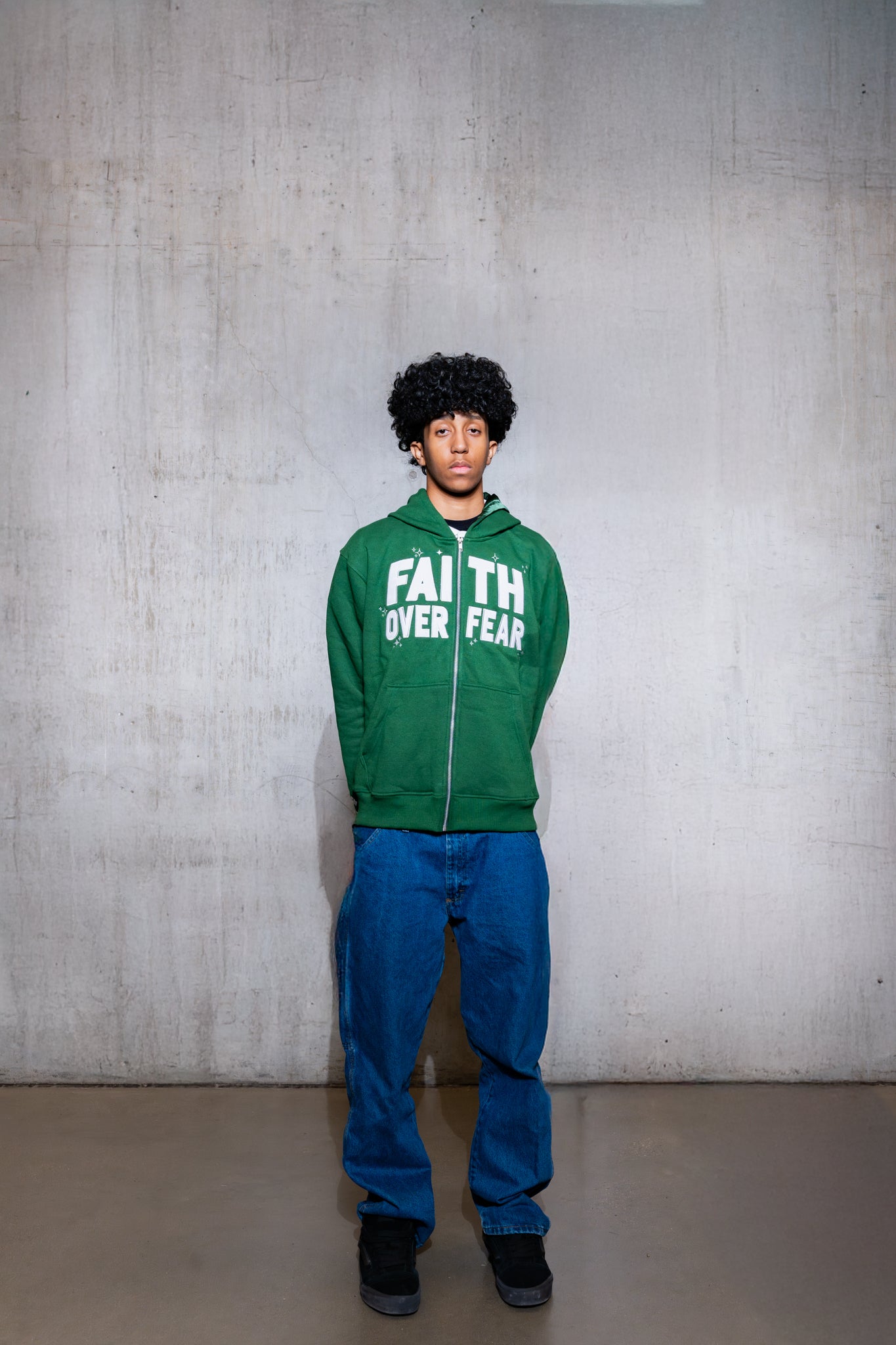 Green 'Faith Over Fear' V2 Zip - Up - Engraved