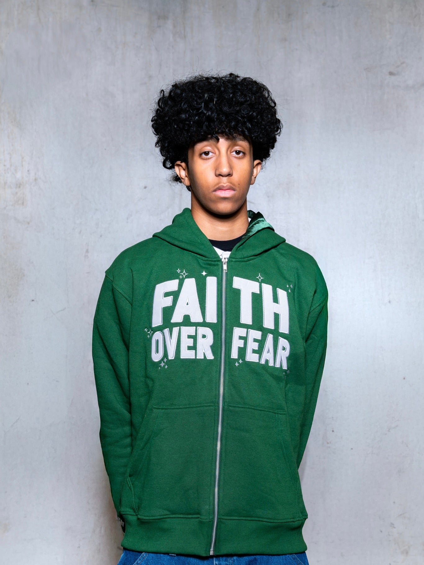 Green 'Faith Over Fear' V2 Zip - Up - Engraved
