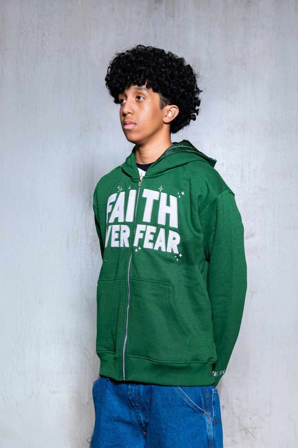 Green 'Faith Over Fear' V2 Zip - Up - Engraved