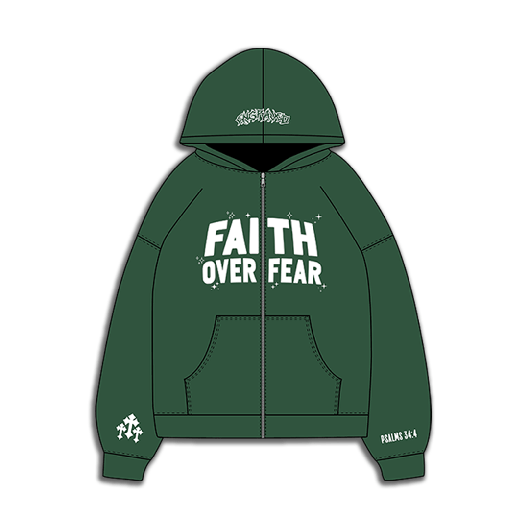 Green "Faith Over Fear" V2 Zip - Up - Engraved
