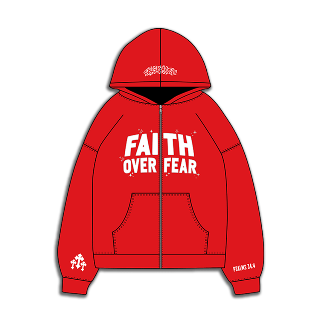 Red "Faith Over Fear" V2 Zip - Up - Engraved