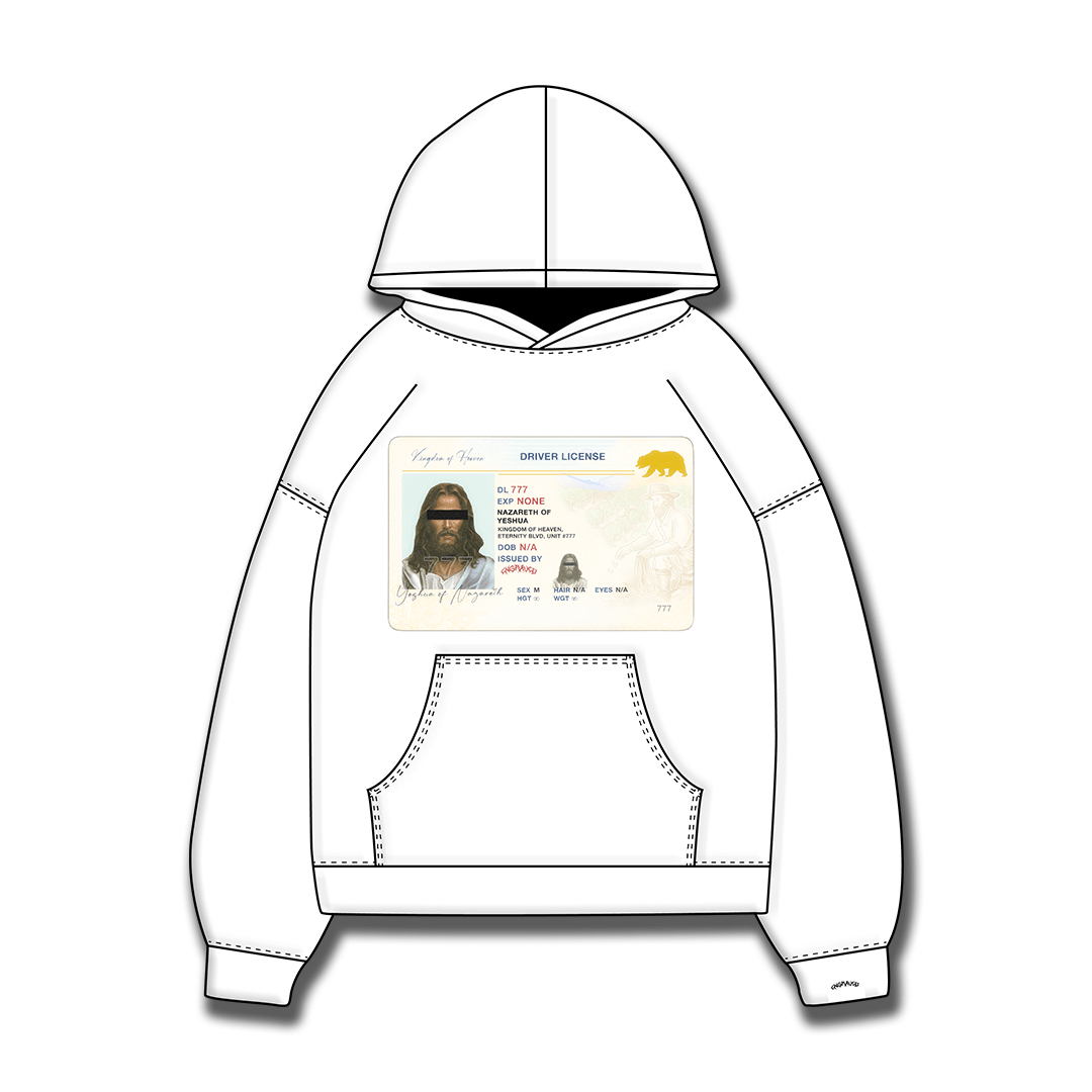 White Driver's License Hoodie - Engraved
